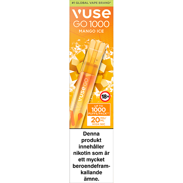 Kp Vuse GO 1000 Mango Ice 20 mg Vape - SnusExpress.se