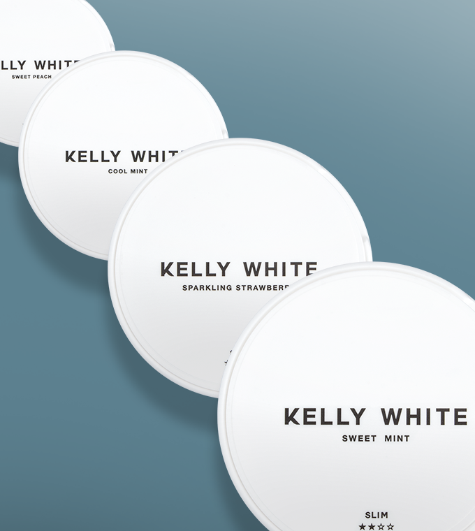 Kelly White - Helvita nikotinpåsar i stilren förpackning