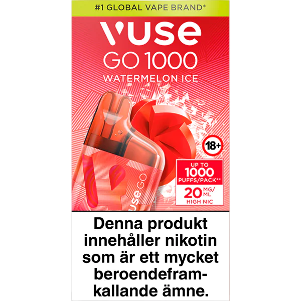Vuse GO 1000 Box Watermelon Ice 20 mg Vape - SnusExpress!